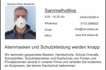 Firma Fink & Bliese Aus Berkenthin Startet Hilfsaktion „Jede Maske Zählt“