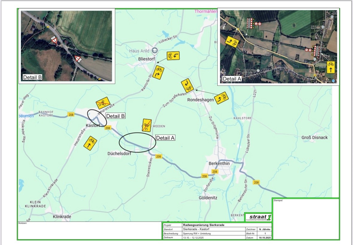 Vollsperrung Des Radweges Auf Dem Alten Bahndamm Zwischen Berkenthin, Sieksrade Und Kastorf Ab Dem 14. Oktober 2025