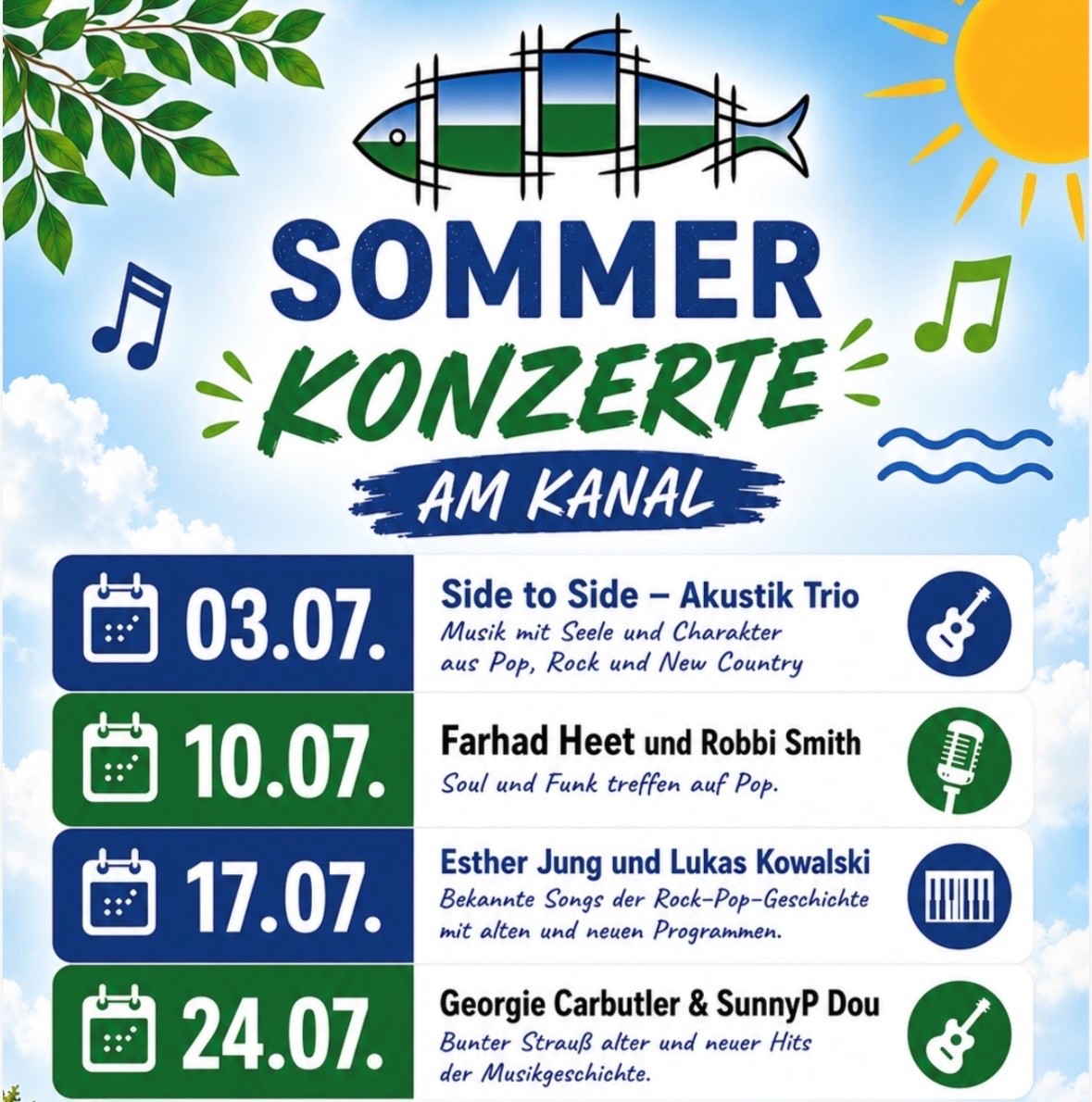 Berkenthin: Sommerkonzerte Am Kanal – Start Am 03.07.